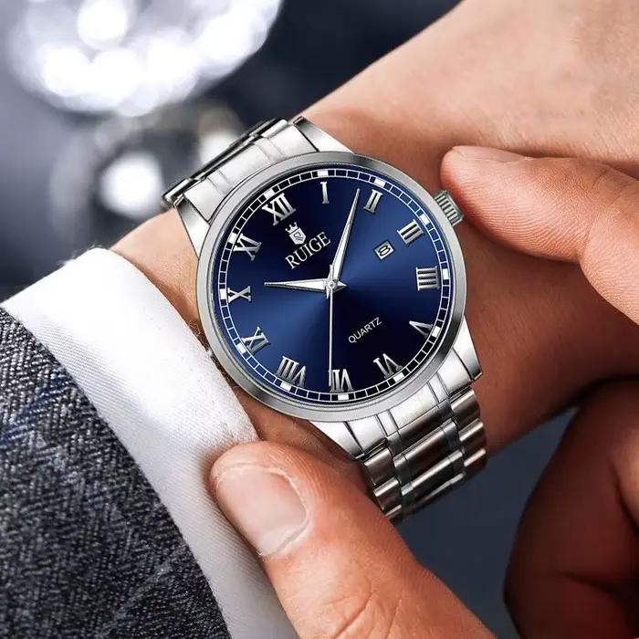RUIGE-Montre-bracelet étanche pour homme, échelle romaine, minimaliste, célèbre, veilleuse