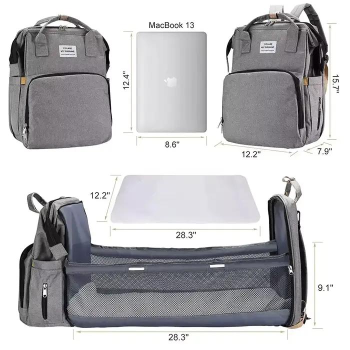Sac à couches pliable, sacs de lit pour bébé, sac à dos de voyage pour berceau avec Station à langer