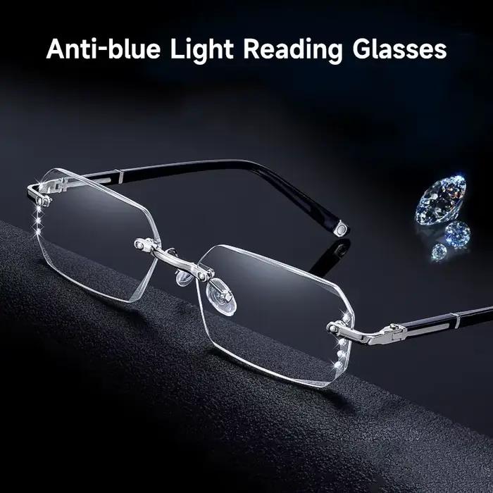 Mode diamant Anti-lumière bleue lunettes de lecture femme homme lunettes sans monture bloquant la Pr