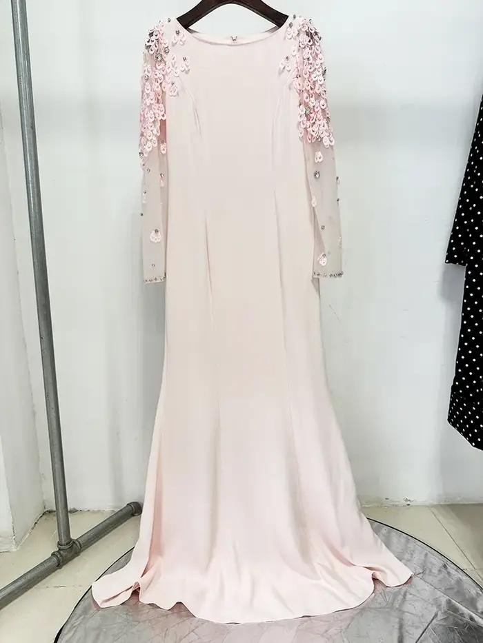 HIGH STREET Nouveauté 2026 Robe longue maxi de créateur pour femme, à manches longues, en maille pat