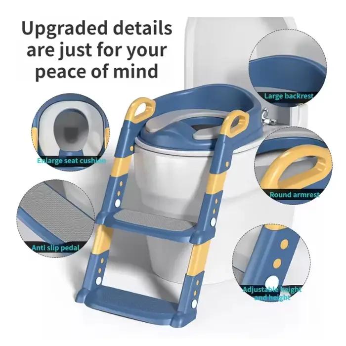 Siège de toilette portable pour enfants, pliable, réglable en hauteur, avec tapis rembourré imperméa