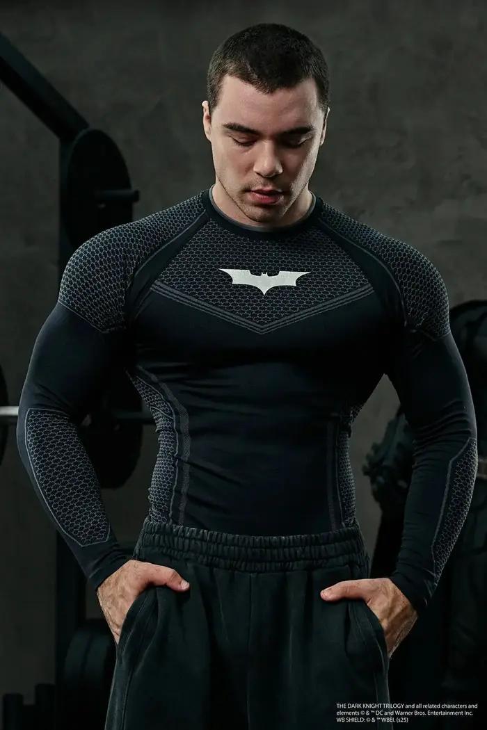 Été nouveaux hommes serré manches longues survêtement salle de sport sport Fitness sensation de glac