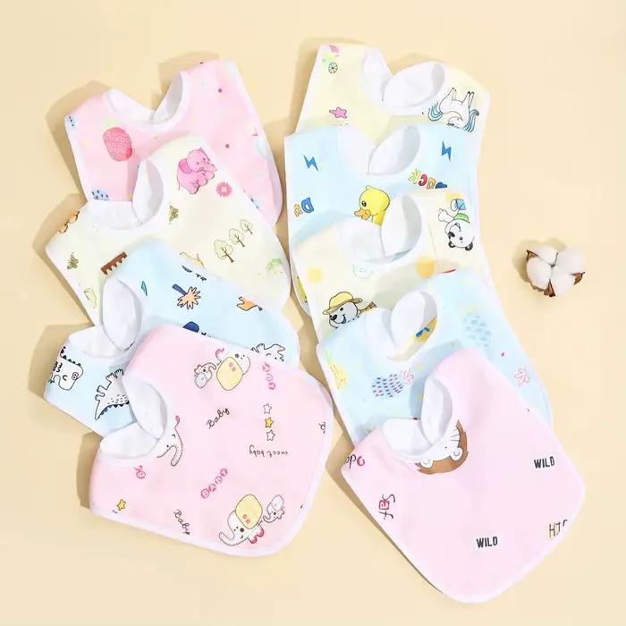 Bavoirs imperméables en coton pour bébé - Lot de 4/6/8/10 pièces - Protection repas garçons filles