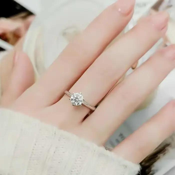NeeTim – bague Moissanite 0.5-5ct pour femmes, en argent Sterling 925, plaqué or blanc, diamant de l