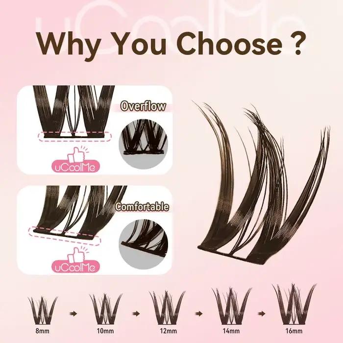 UCoolMe cils marron flore D Curl naturel vaporeux et léger segmenté cils grappe pour le maquillage à