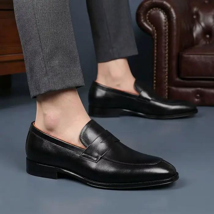 Mocassins décontractés pour hommes en cuir de veau imperméables à enfiler, chaussures habillées form