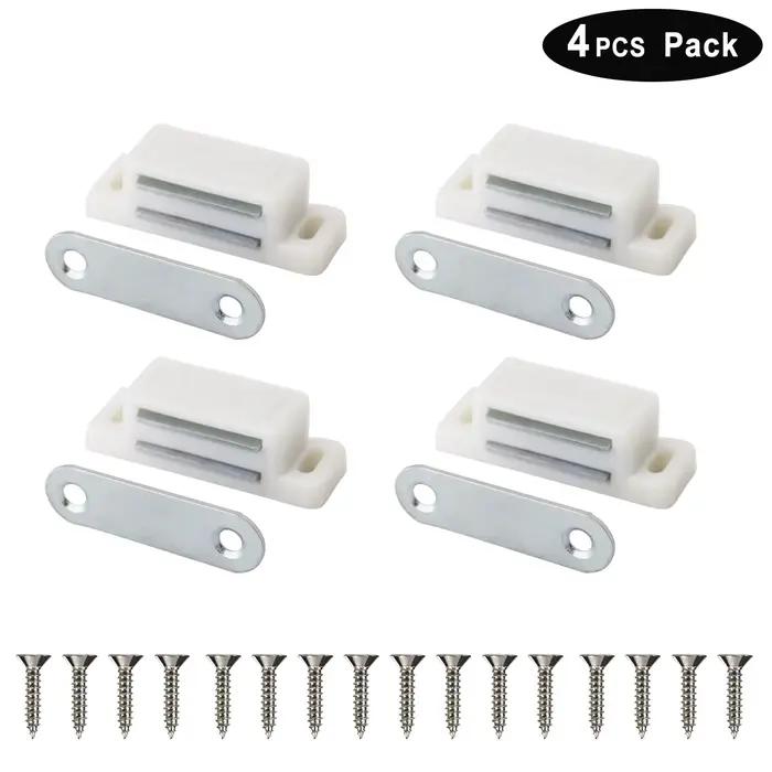 Loquet magnétique pour porte d'armoire de cuisine, fermeture puissante en plastique blanc avec aiman