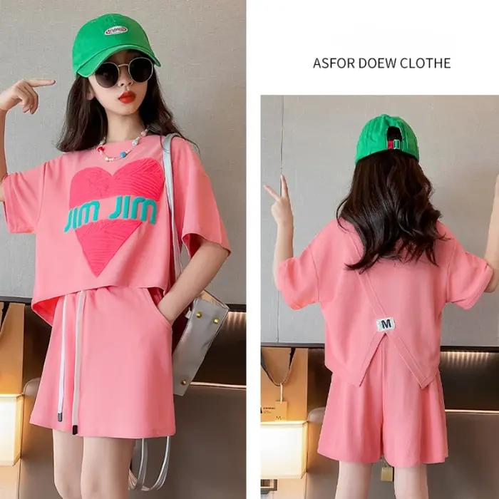 Ensemble vêtements été adolescentes T-shirt manches courtes short imprimé astronomique 2 pièces