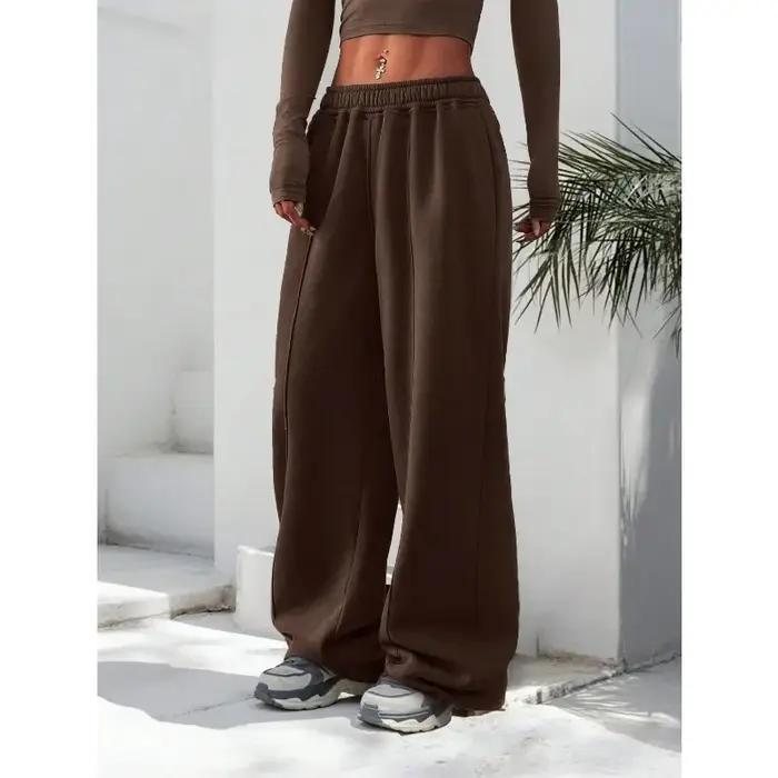 Grande taille nouvelle mode femme Fitness pantalons de survêtement jambe large droite dames décontra