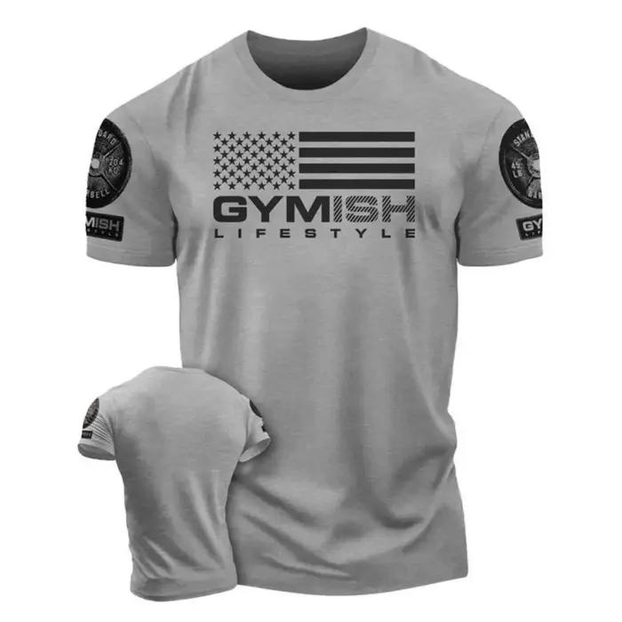 T-shirt col rond confortable et respirant pour hommes, mode d'été, entraînement musculaire, lettre i
