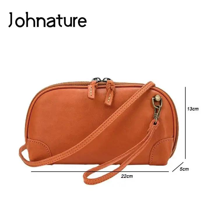 Johnature – sac Simple en cuir véritable pour femmes, petit sac de loisirs en peau de vache naturell