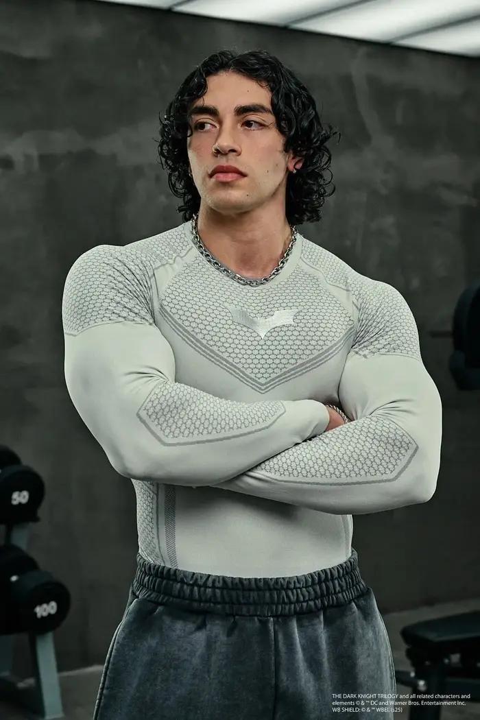 Été nouveaux hommes serré manches longues survêtement salle de sport sport Fitness sensation de glac