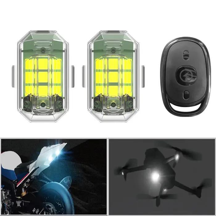 Lumière stroboscopique LED sans fil pour Drone, 4 pièces, pour moto, voiture, vélo, télécommande, vo