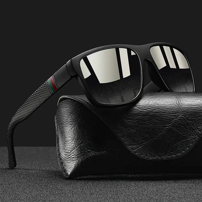 Mode Vintage motif de contrôle carré lunettes de soleil hommes femmes pêche conduite homme marque de