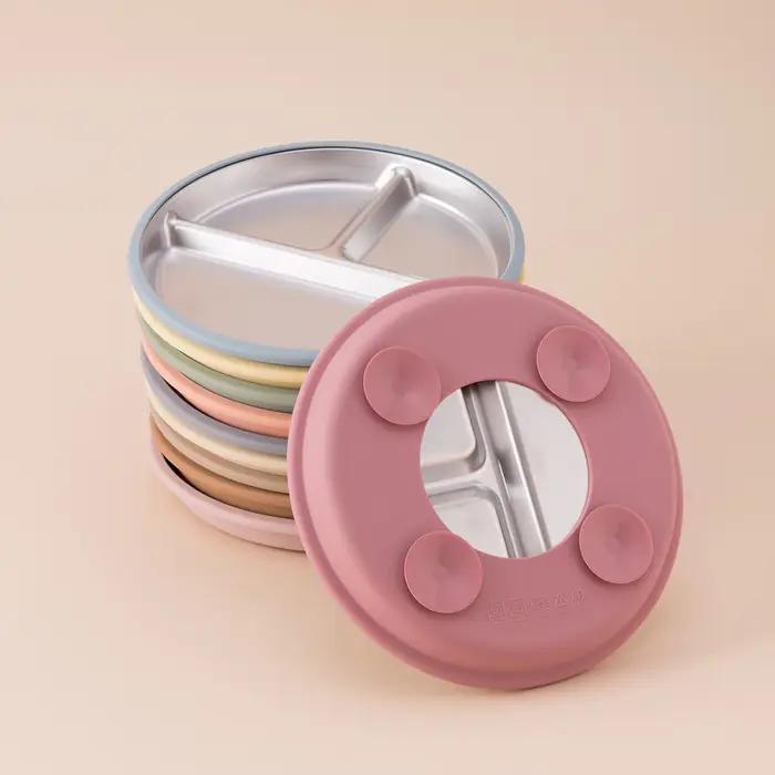 Plaque en acier inoxydable pour enfants, 1 pièce, plats à aspiration détachables, bol à ventouse d'a