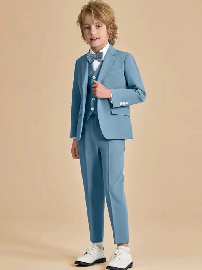 Beaux garçons Slim Fit costumes 3 pièces Piano Performance porter cranté revers enfants costume ense