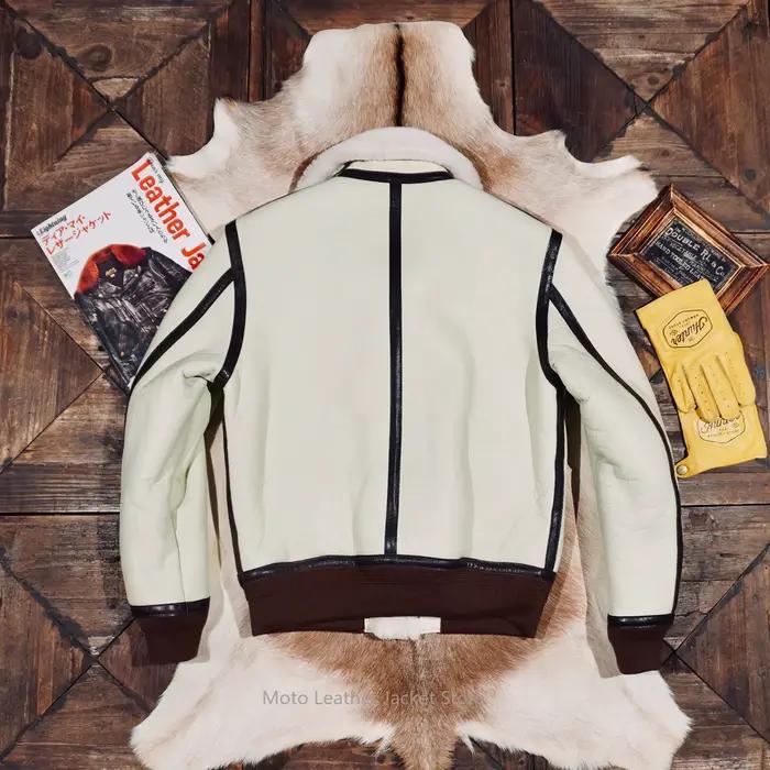 Blouson Aviateur Classique A2 en Peau de Mouton et Fourrure, Manteau Hiver Chaud et Coupe-Vent en Cu