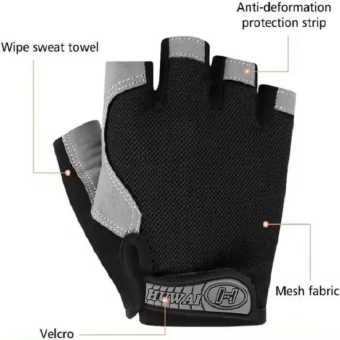 Professionnel salle de sport Fitness respirant anti-dérapant femmes hommes demi doigt été pêche cyclisme gants sans doig