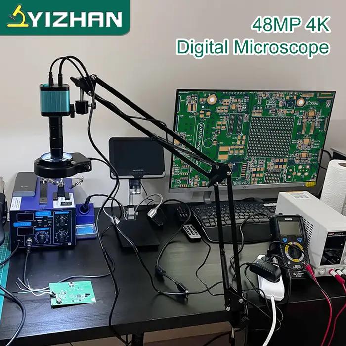 YIZHAN 48MP 4K Microscope à souder électronique FULL HD 1080P HDMI caméra logiciel USB 1-150x suppor
