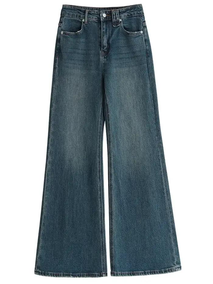 CHIC VEN-Jean évasé taille haute pour femme, pantalon en denim, pantalon en fer à cheval, micro élas