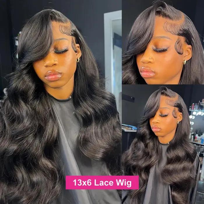Perruque Lace Front Wig Body Wave Brésilienne Naturelle, Cheveux Bling, 13x4 13x6, Pre-Plucked, Tran