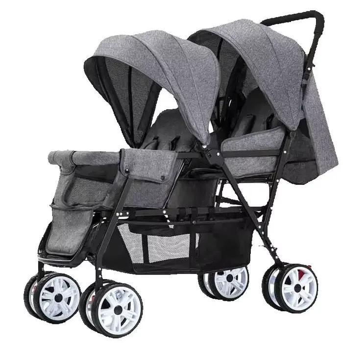 STOCK ue poussettes jumeaux Double enfants deux sièges poussettes chariot pliable vente en gros bébé