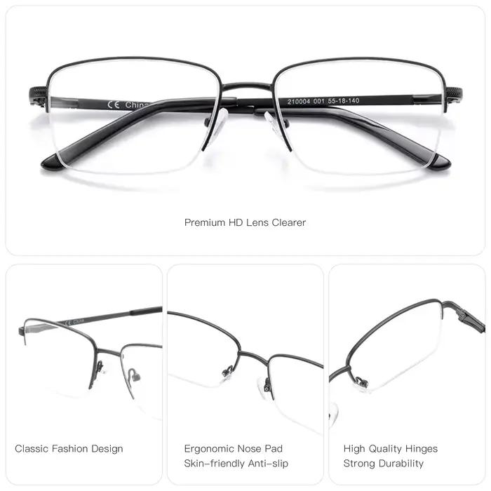 ZENOTTIC lunettes de Prescription demi-sans monture hommes Anti lumière bleue lunettes optiques phot