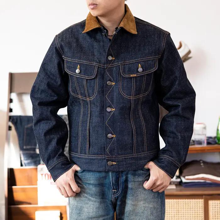 LE-0003 Grande Taille 18oz Haute Qualité Coton Denim Veste Casual mn Non Lavé Storm1958 Manteau