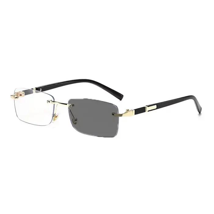 Lunettes de myopie photochromiques carrées sans bords pour hommes et femmes, Anti-UV, pour myopie, r