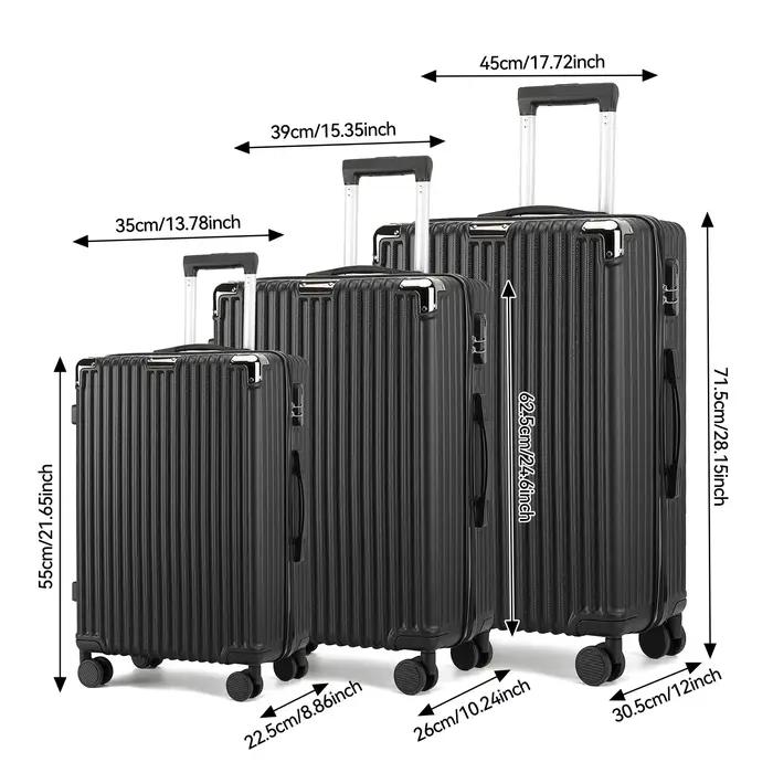 Ensemble de bagages 3 pièces, valises 20 "24" 28 ", coque rigide ABS, 4 roulettes pivotantes silenci