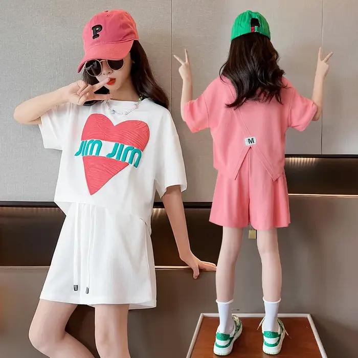 Ensemble vêtements été adolescentes T-shirt manches courtes short imprimé astronomique 2 pièces
