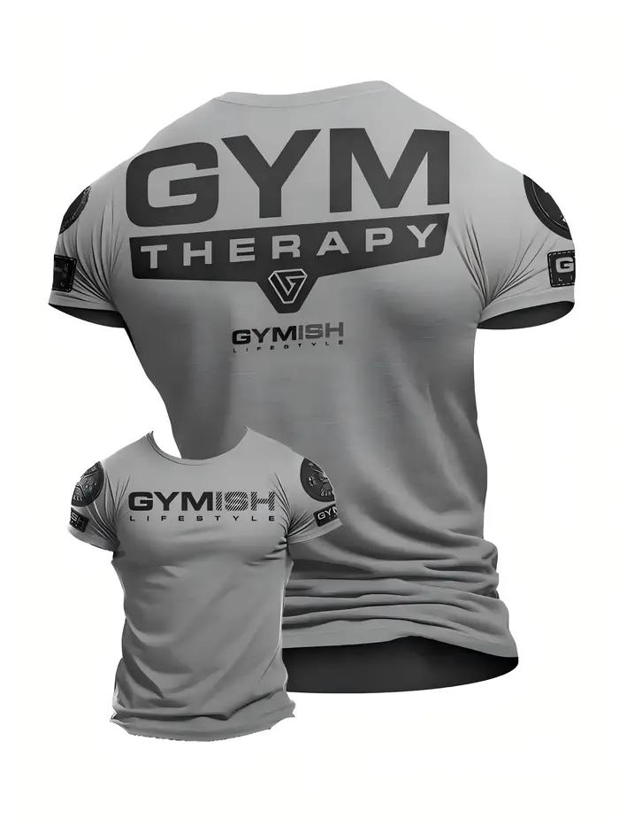 T-shirt col rond confortable et respirant pour hommes, mode d'été, entraînement musculaire, lettre i