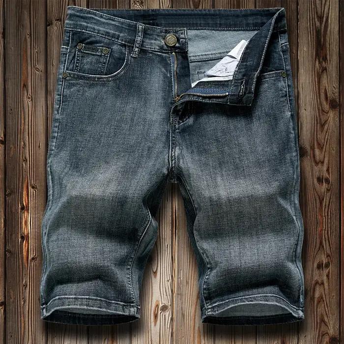 Shorts en jean d'été pour hommes, pantalon en denim extensible bleu foncé, design tendance, jeans sl