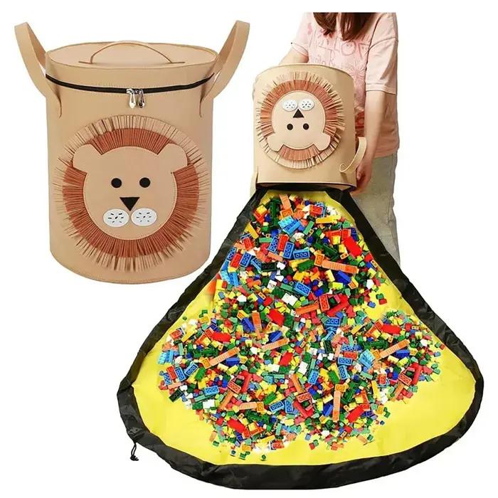 Sac de rangement pliable en feutre détachable pour jouets, organisateur d'animaux mignons, sacs à fe