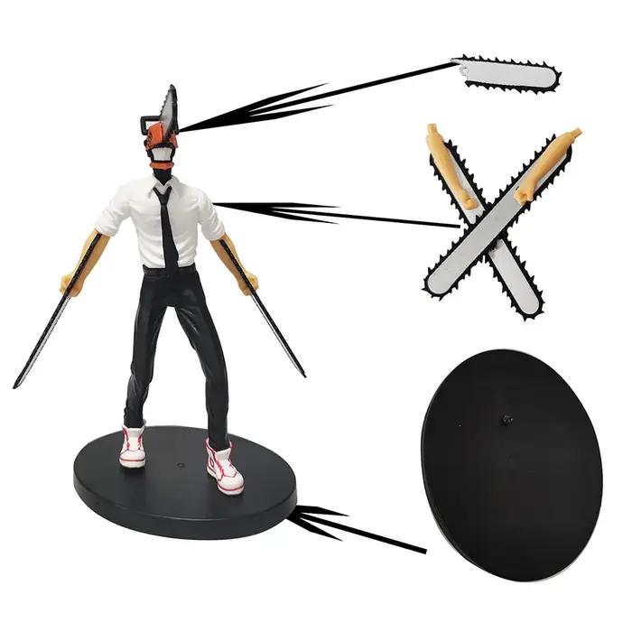 Anime tronçonneuse homme Figure 2 pièces ensemble Denji Action Figural 14-17 cm voiture décoration p