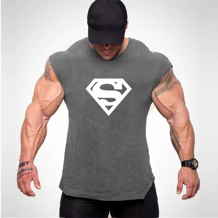 Maillot de sport en coton glacé pour homme, chemise en Y, haut de fitness, vêtements de musculation,