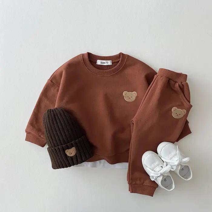 Ensemble sport bébé ours sweat pantalon 2 pièces - Vêtements automne enfants bas âge garçons filles confortables