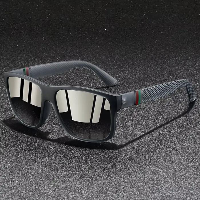 Mode Vintage motif de contrôle carré lunettes de soleil hommes femmes pêche conduite homme marque de