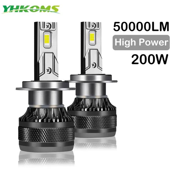 YHKOMS phare LED de voiture H7 LED H4 H1 H8 H11 HB3 HB4 9005 9006 9012 6000K 200W 50000LM lampe LED