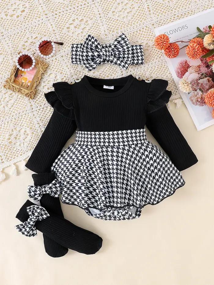 2 pièces en automne, bébés filles âgés de 0 à 1 ans, haut noir confortable, doux et mignon + jupe pi