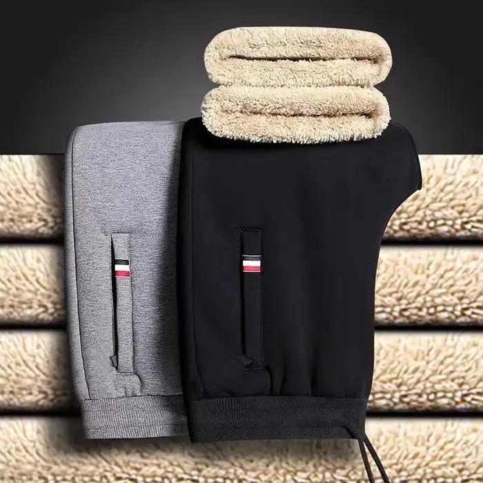 Hiver laine d'agneau chaud pantalons décontractés hommes Fitness Jogging pantalons de survêtement mâ