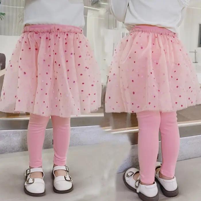 Leggings en dentelle pour filles, jupe-pantalon princesse, vêtements d'été et d'automne, pour bébés,