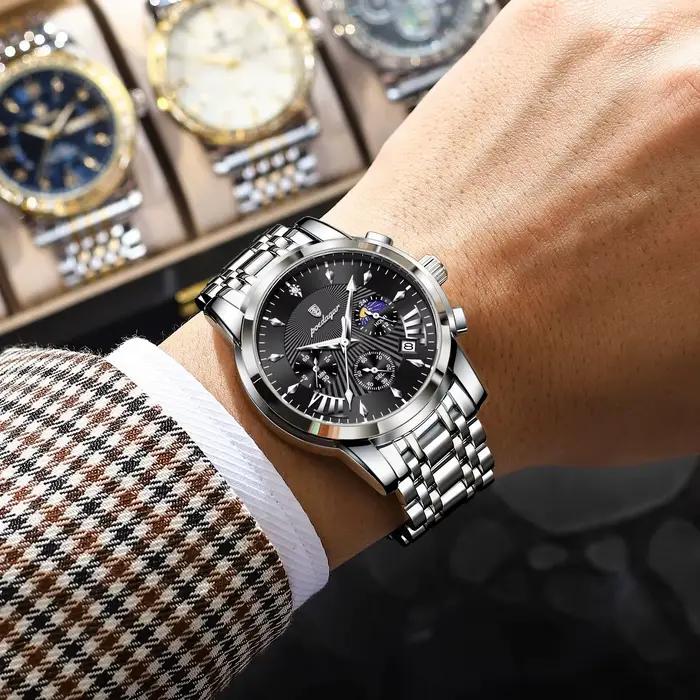 POEDAGAR Original militaire hommes montres étanche lumineux Date chronographe homme montre en acier