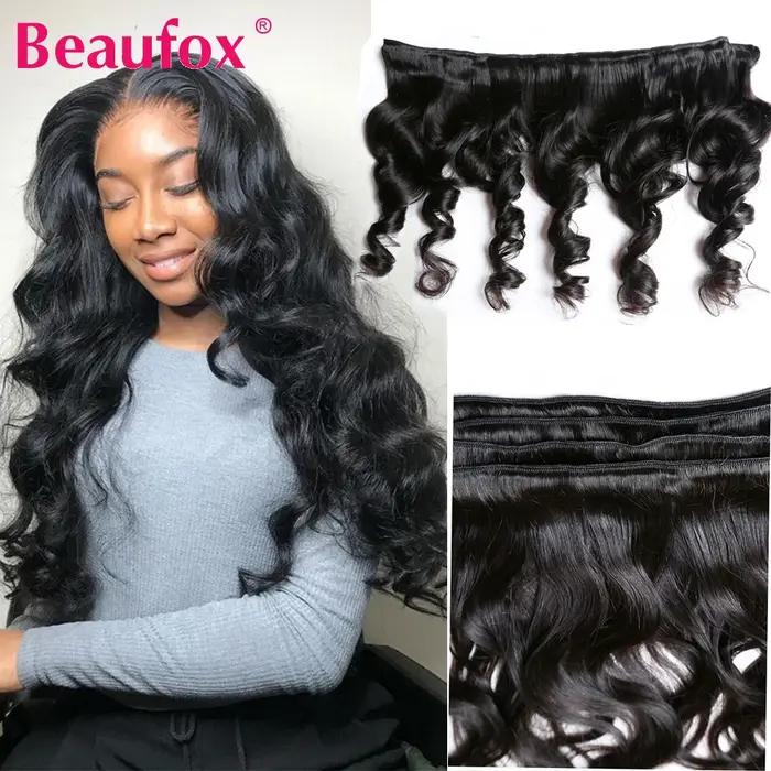 Beautorch-Tissage en Lot Péruvien Remy 100% Naturel Ondulé, Extensions de Cheveux, 8-30 Pouces, 1/3/