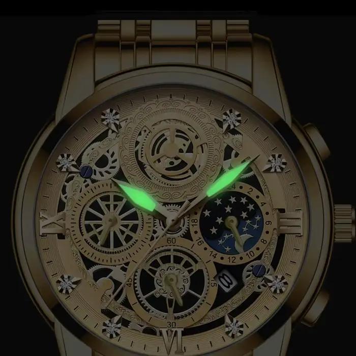 BINBOND luxe Quartz pour hommes montre bracelet en acier inoxydable cadran de luxe lumineux 30M étan
