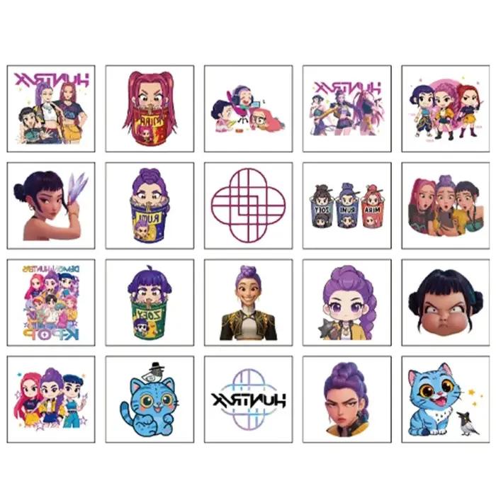 Lot de 20 autocollants de tatouage temporaire Kpop Demon Hunters Rumi Kang, motif démoniaque, pour c