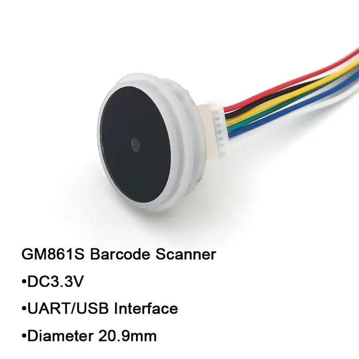 Lecteur de codes-barres GM861S UART, interface USB 1D/JO, code QR, technologie LED blanche et verte