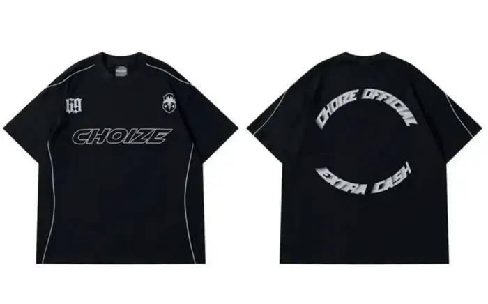 T-shirt col rond pour hommes, respirant et confortable, avec lettres imprimées, haut de photographie