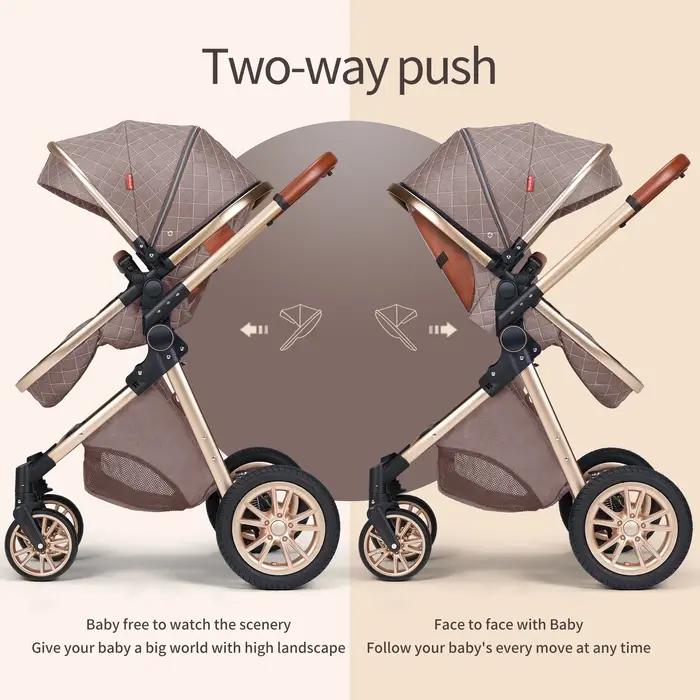 Landau de luxe tout-en-un : Poussette Vista 3 en 1 avec siège réversible pour parents et paysage hau