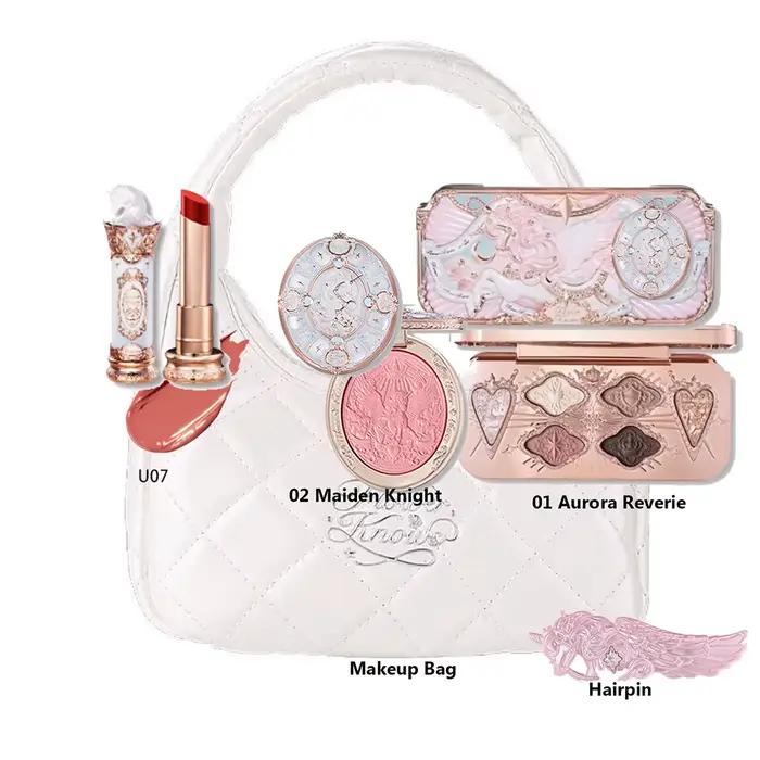 Coffret Cadeau Maquillage Tout-en-un Flower Knows Fond de Teint Crème Coussin Blush Mat Rouge à Lèvres Velours Occasions Spéciales Pour Femme